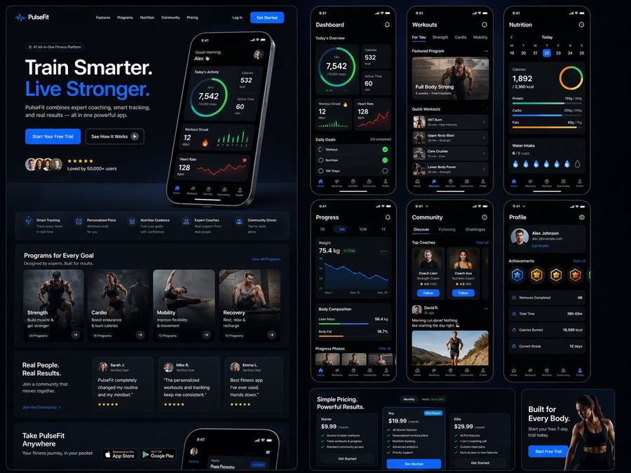 Fitness Saas Landing Dashboard — GPT Image 2 image prompt example