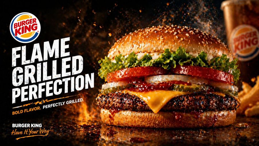 Flame Grilled Burger Ad Poster — GPT Image 2 image prompt example