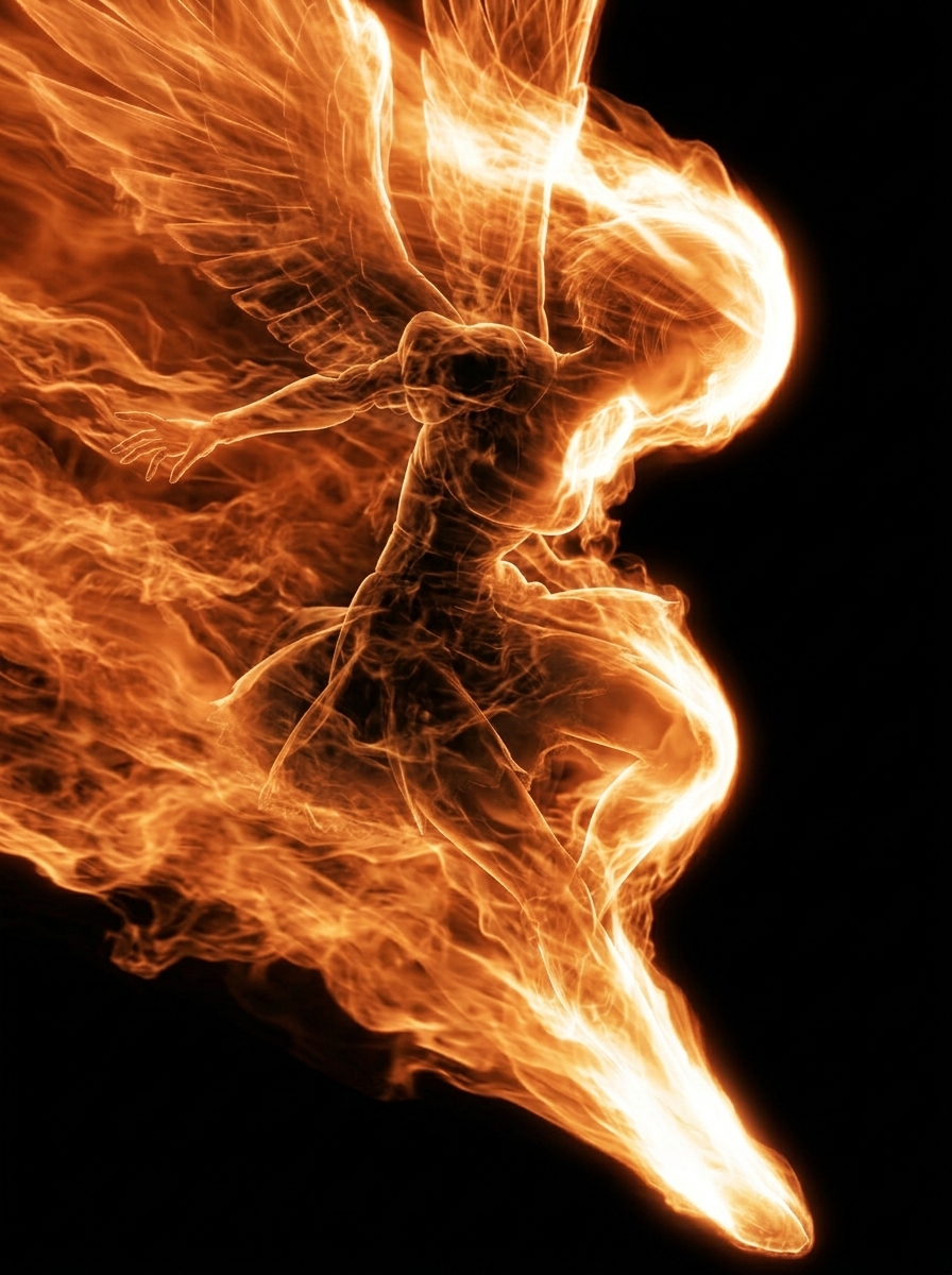 Flaming Angel In Black Void — GPT Image 2 image prompt example
