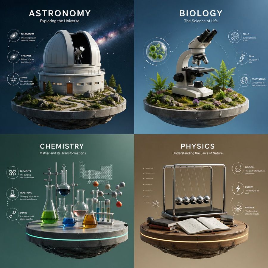 Four Panel Science Concept Poster — GPT Image 2 image prompt example