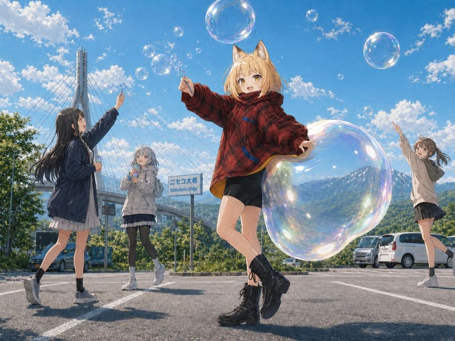 Fox Girl Bubble Scene — GPT Image 2 image prompt example