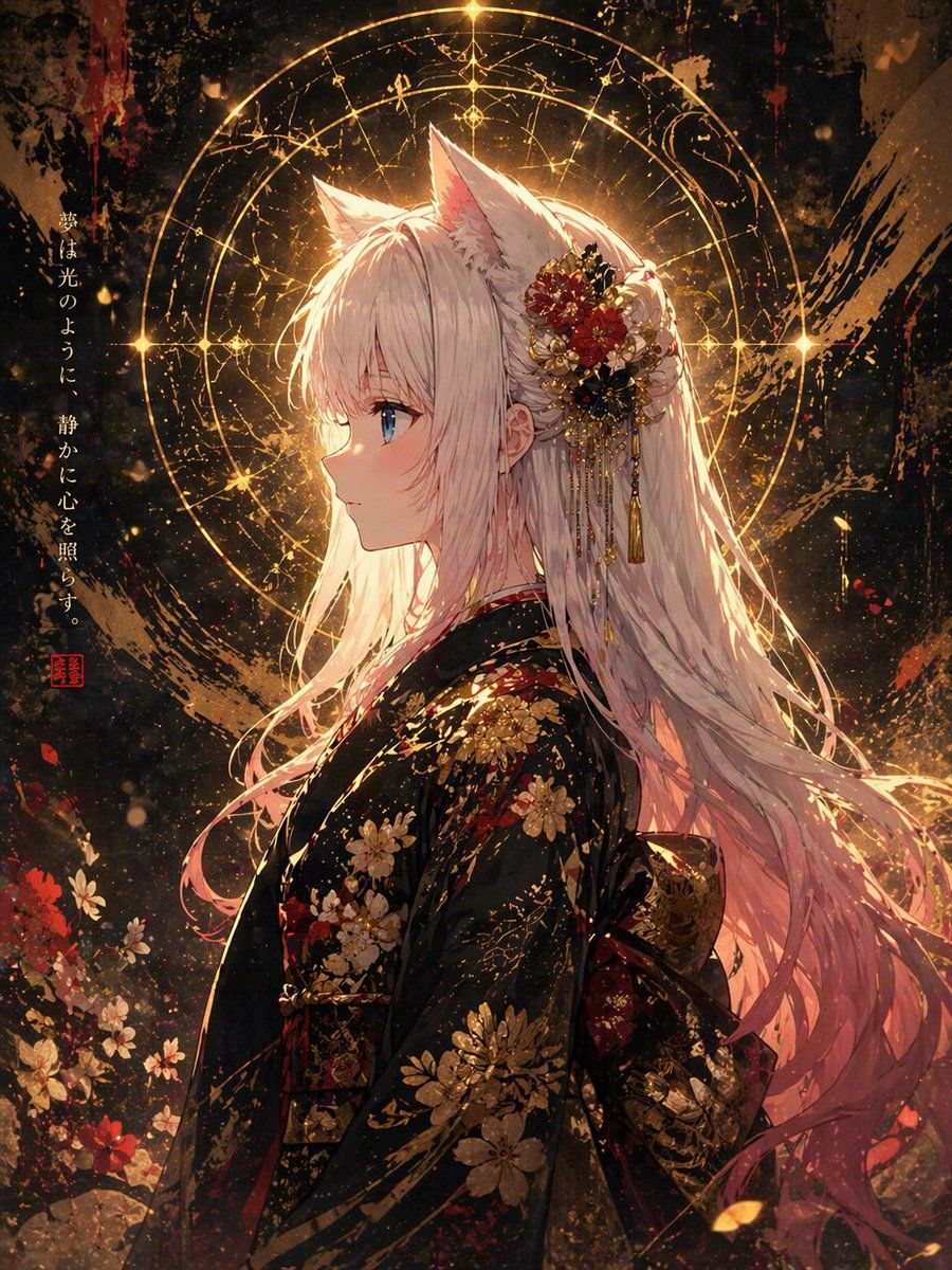Fox Spirit Kimono Portrait — GPT Image 2 image prompt example