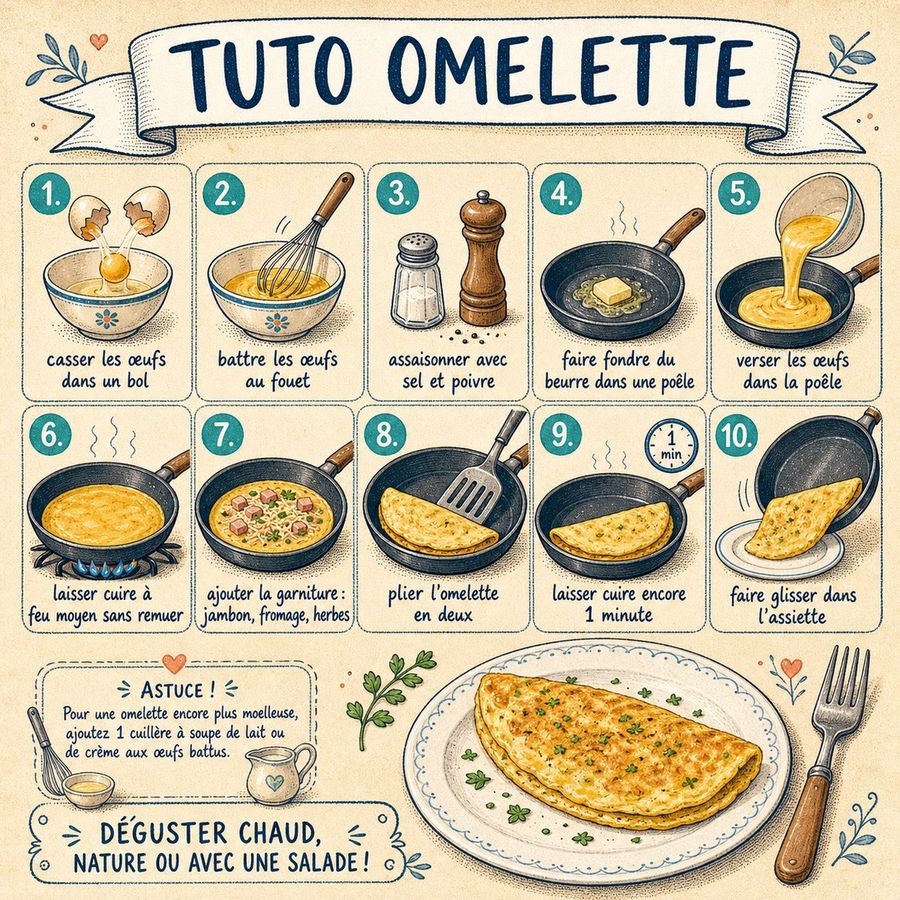 French Omelette Tutorial Poster — GPT Image 2 image prompt example