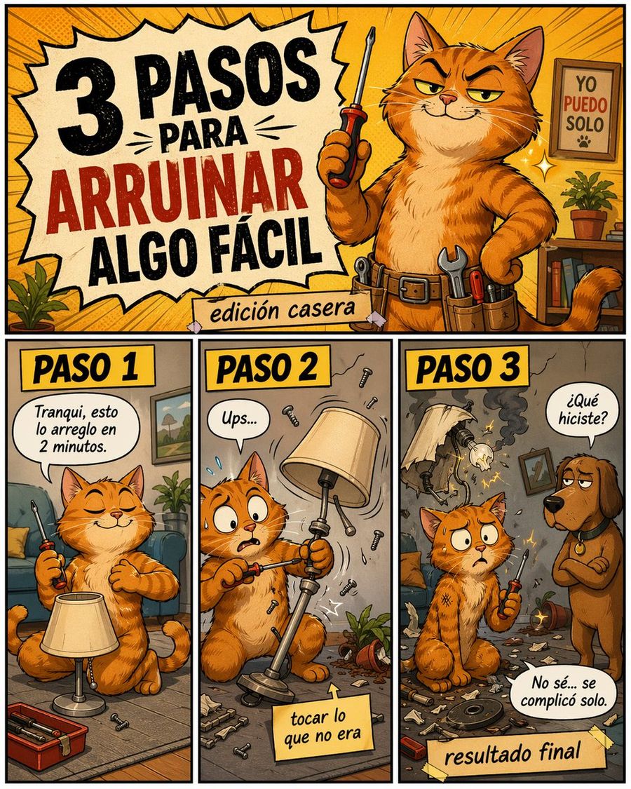 Funny Diy Disaster Cat Comic — GPT Image 2 image prompt example