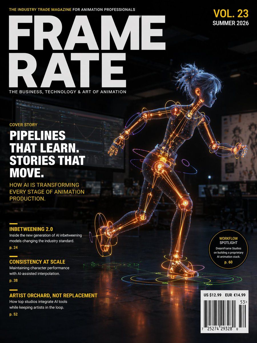 Futuristic Animation Trade Magazine Cover — GPT Image 2 image prompt example