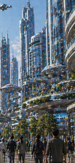 Futuristic City Sparkling Artifacts — GPT Image 2 image prompt example