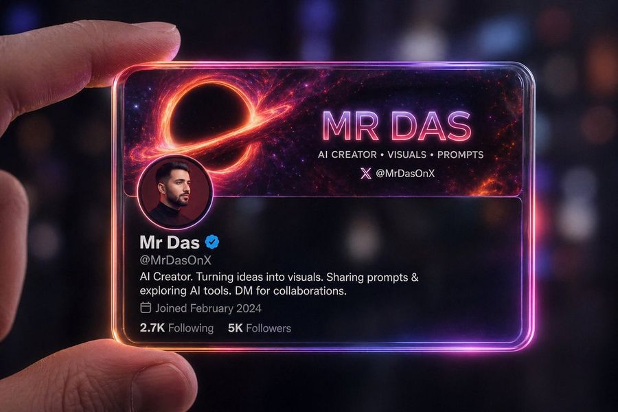 Futuristic Glass Profile Id Card — GPT Image 2 image prompt example