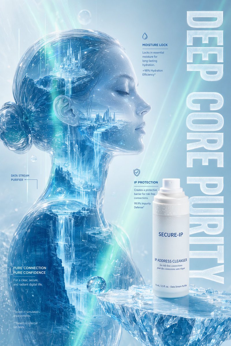 Futuristic Ice Skincare Poster — GPT Image 2 image prompt example
