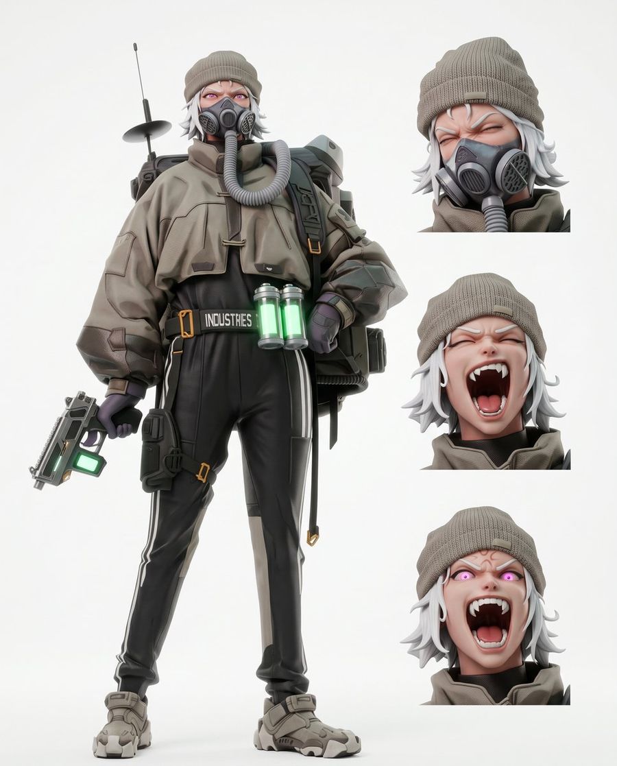 Futuristic Tactical Character Sheet — GPT Image 2 image prompt example