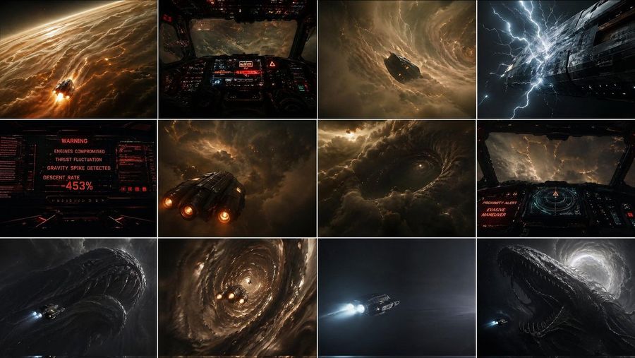 Gas Giant Descent Storyboard — GPT Image 2 image prompt example