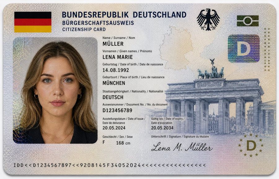 German Identity Card Id Mockup — GPT Image 2 image prompt example