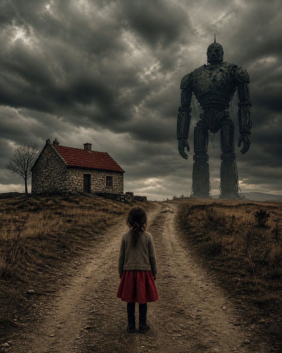 Girl Giant Robot Scene — GPT Image 2 image prompt example
