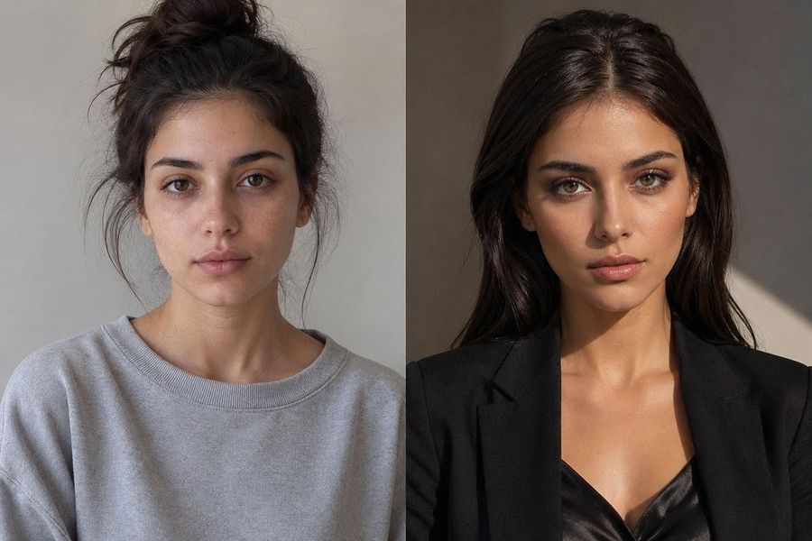 Glow Up Comparison Portrait — GPT Image 2 image prompt example