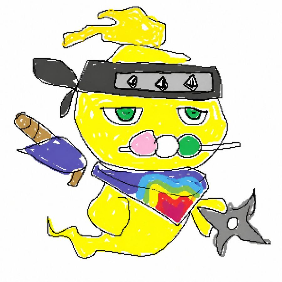 Gold Ninja Ghost Doodle — GPT Image 2 image prompt example