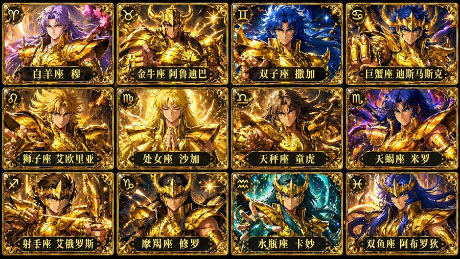 Gold Saints Card Grid — GPT Image 2 image prompt example