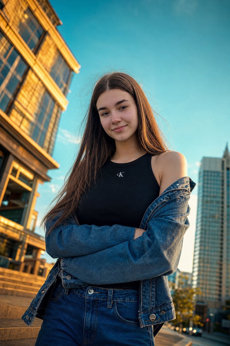 Golden Hour Urban Street Portrait — GPT Image 2 image prompt example