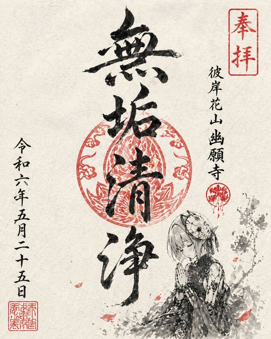 Goshuin Character Ink Wash — GPT Image 2 image prompt example