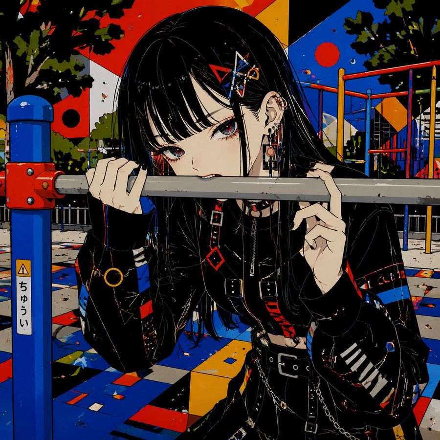 Goth Anime Girl At Playground Bar — GPT Image 2 image prompt example