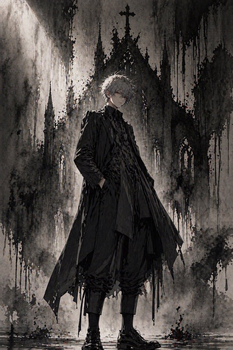 Gothic Anime Figure Before Cathedral — GPT Image 2 image prompt example