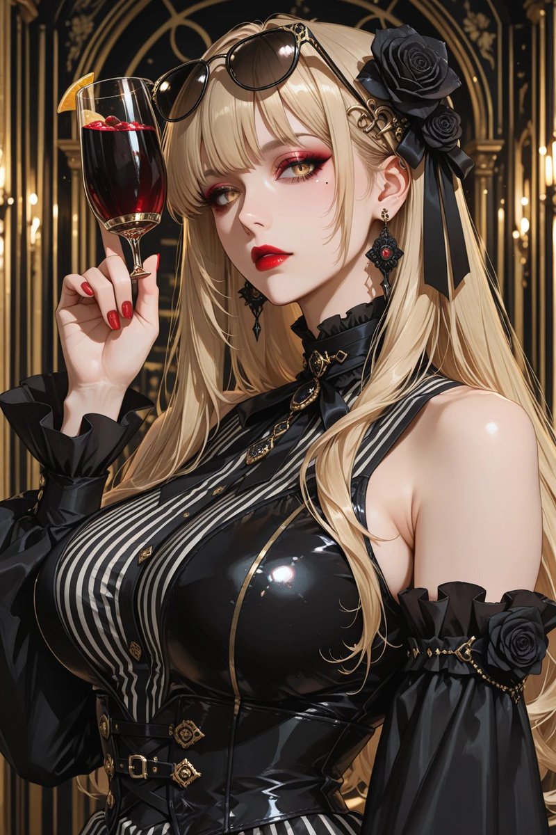 Gothic Blonde Wine Portrait — GPT Image 2 image prompt example