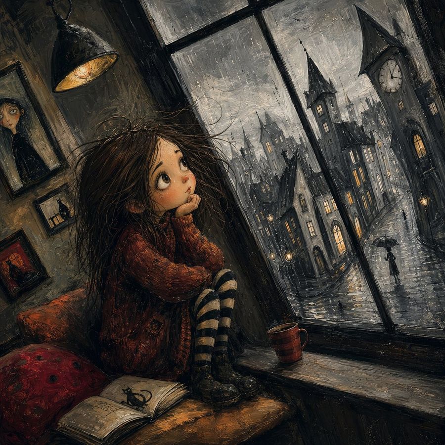 Gothic Girl At Rainy Window — GPT Image 2 image prompt example