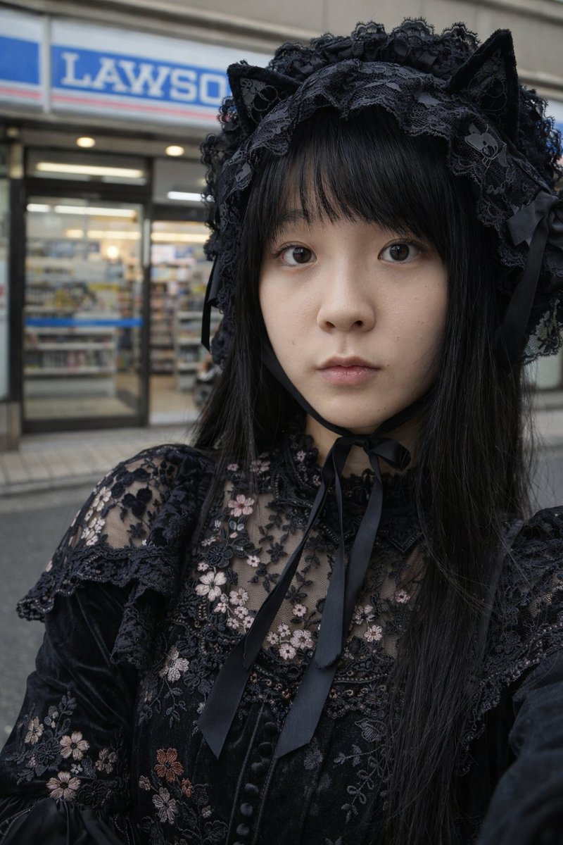 Gothic Lolita Portrait At Convenience Store — GPT Image 2 image prompt example