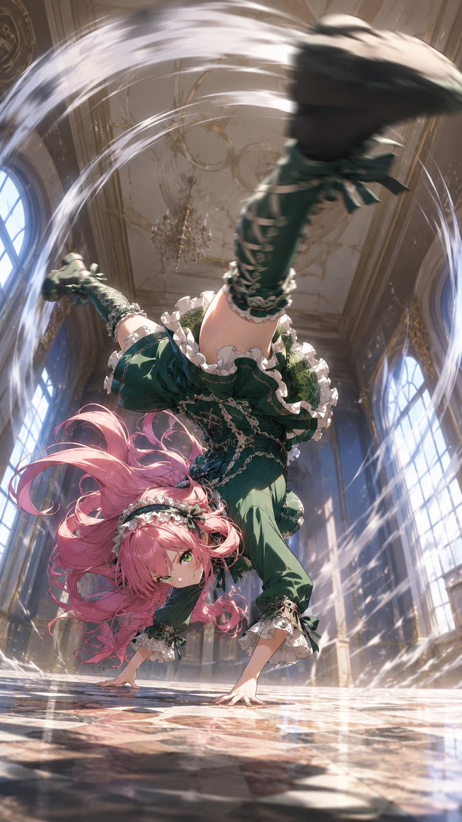 Gothic Maid Action Kick — GPT Image 2 image prompt example