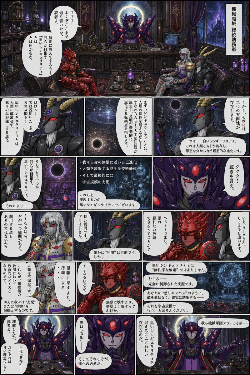 Gothic Sci Fi Villain Meeting Manga Page — GPT Image 2 image prompt example