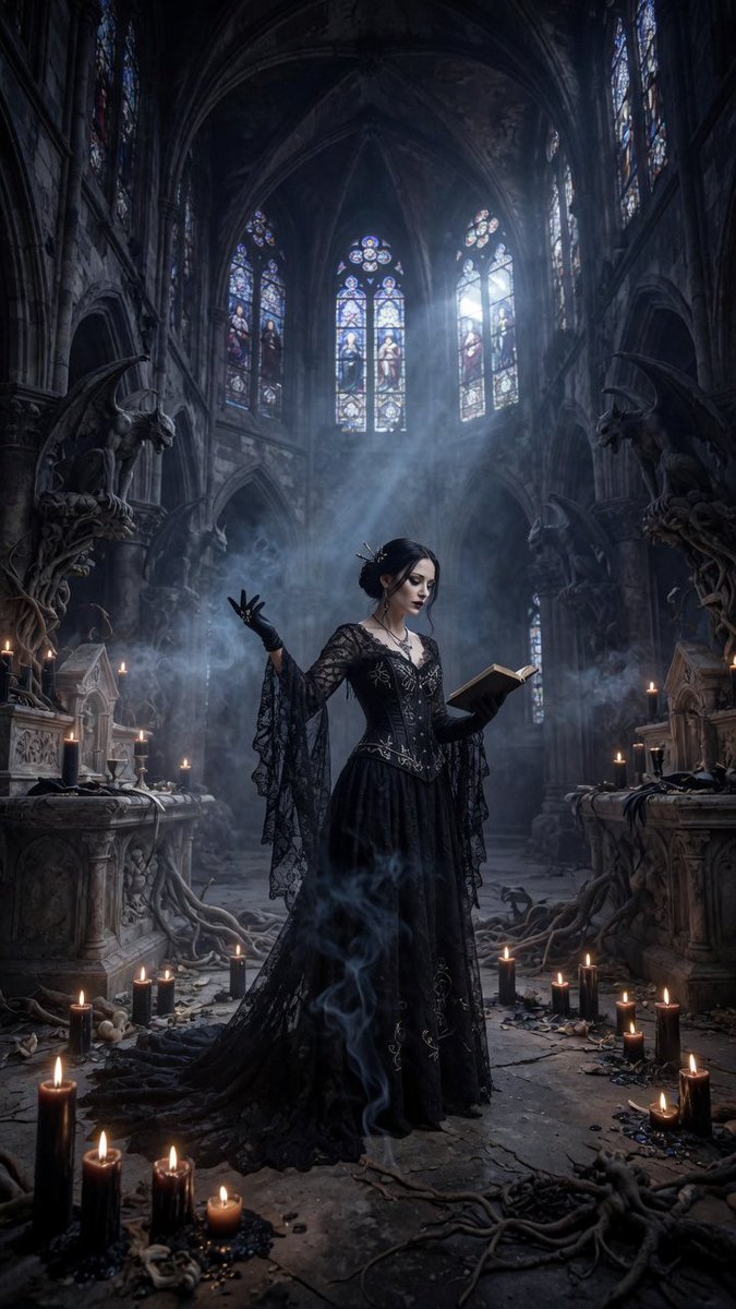 Gothic Sorceress In Ruined Cathedral — GPT Image 2 image prompt example