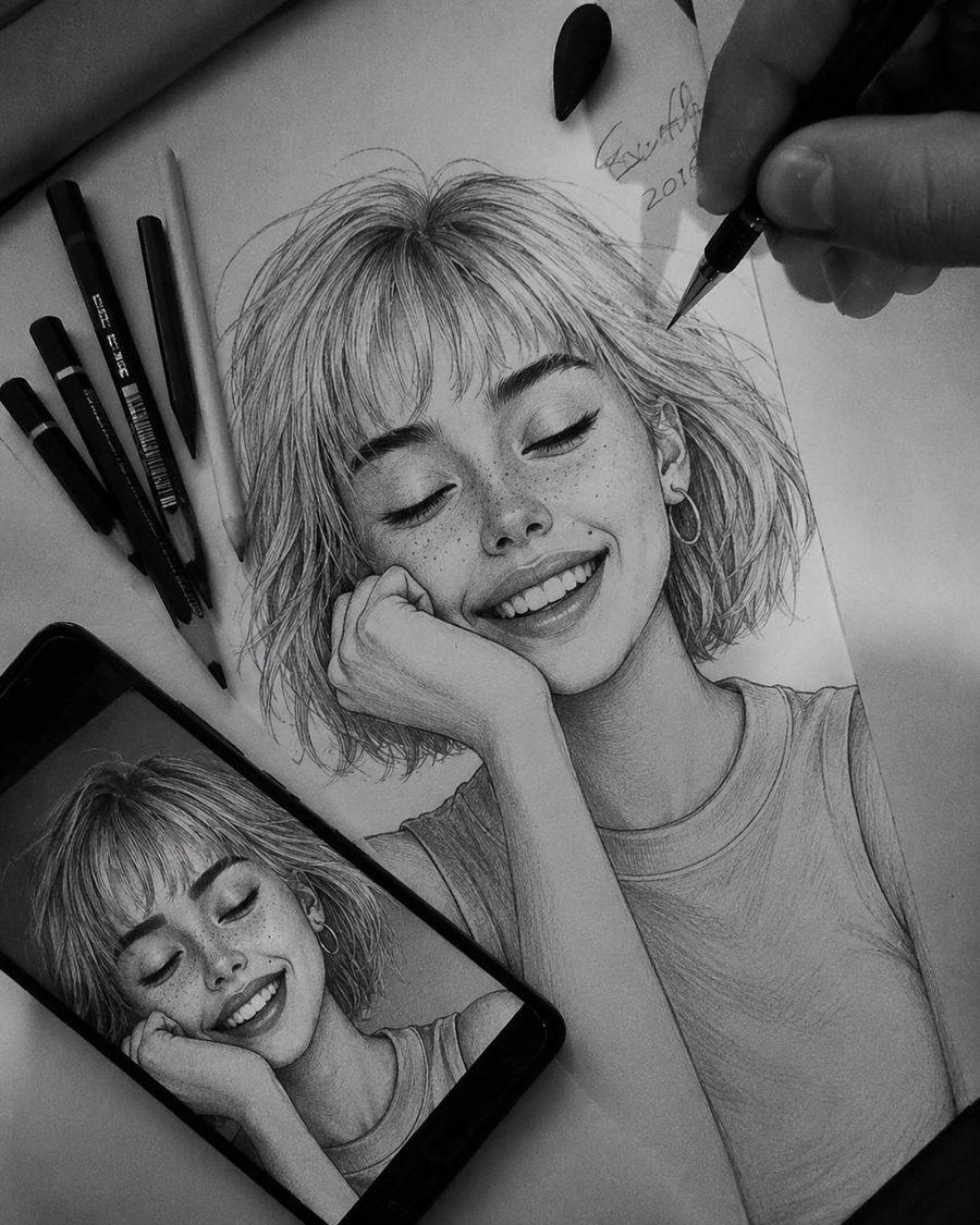 Graphite Pencil Sketch Portrait — GPT Image 2 image prompt example
