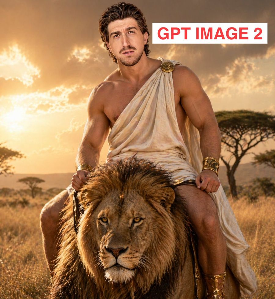 Greek God Riding Lion — GPT Image 2 image prompt example