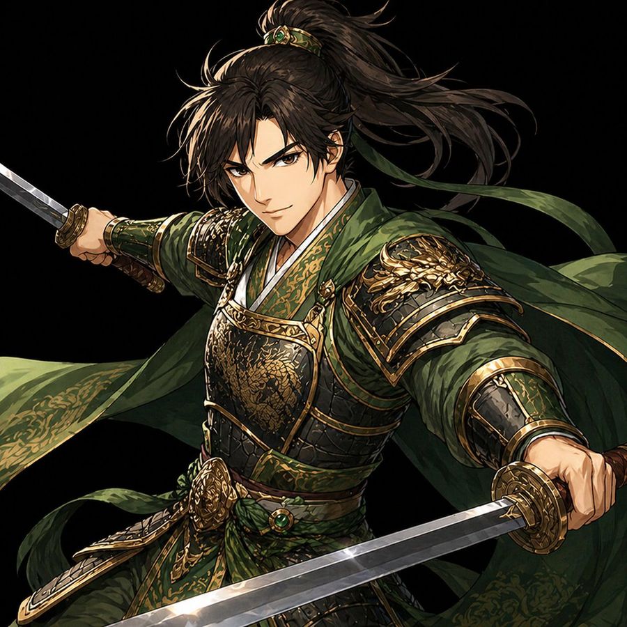 Green Armored Dual Sword Warrior — GPT Image 2 image prompt example