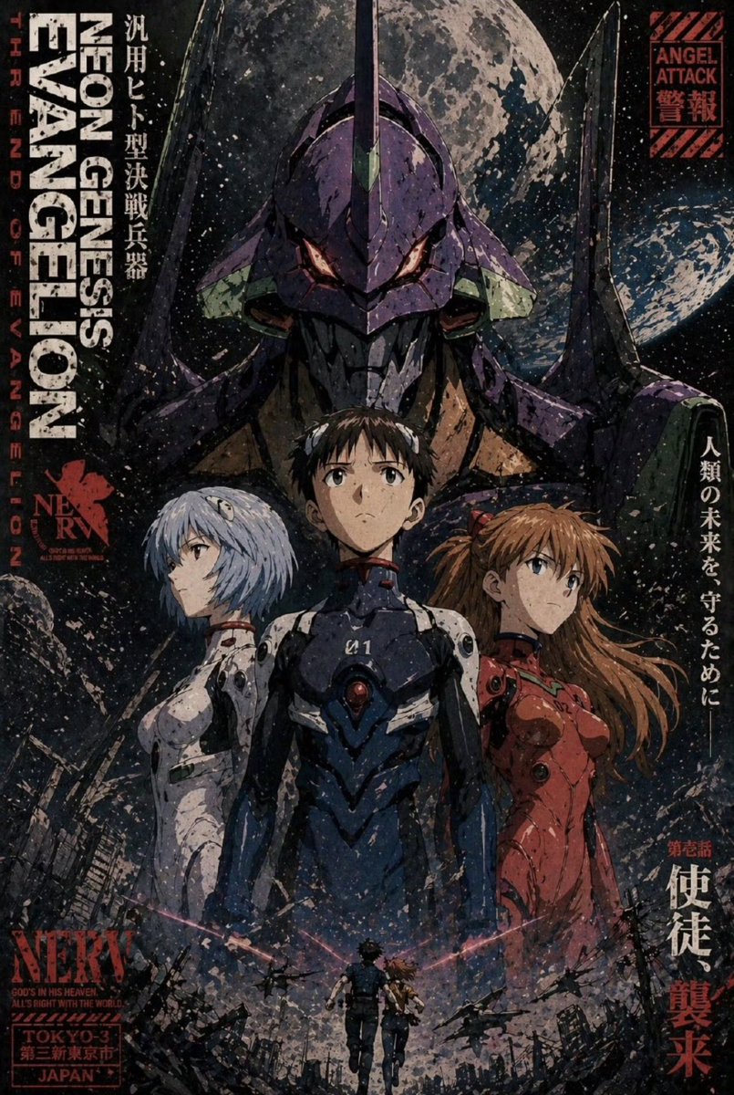 Gritty Evangelion Poster — GPT Image 2 image prompt example