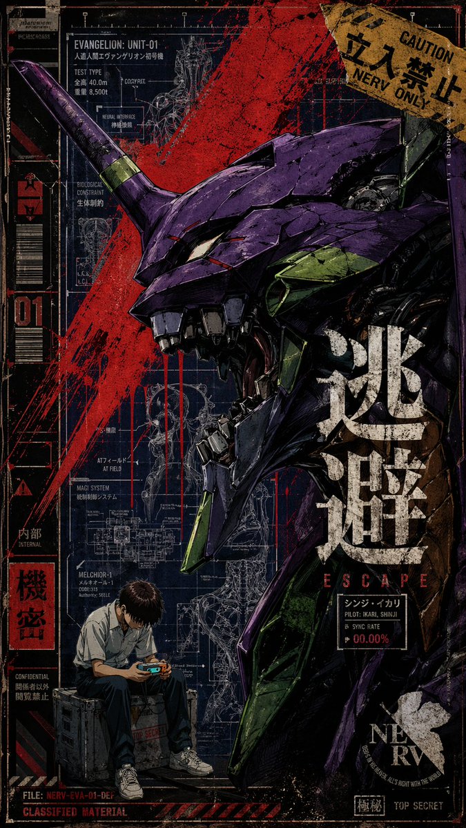 Gritty Evangelion Unit 01 Poster — GPT Image 2 image prompt example