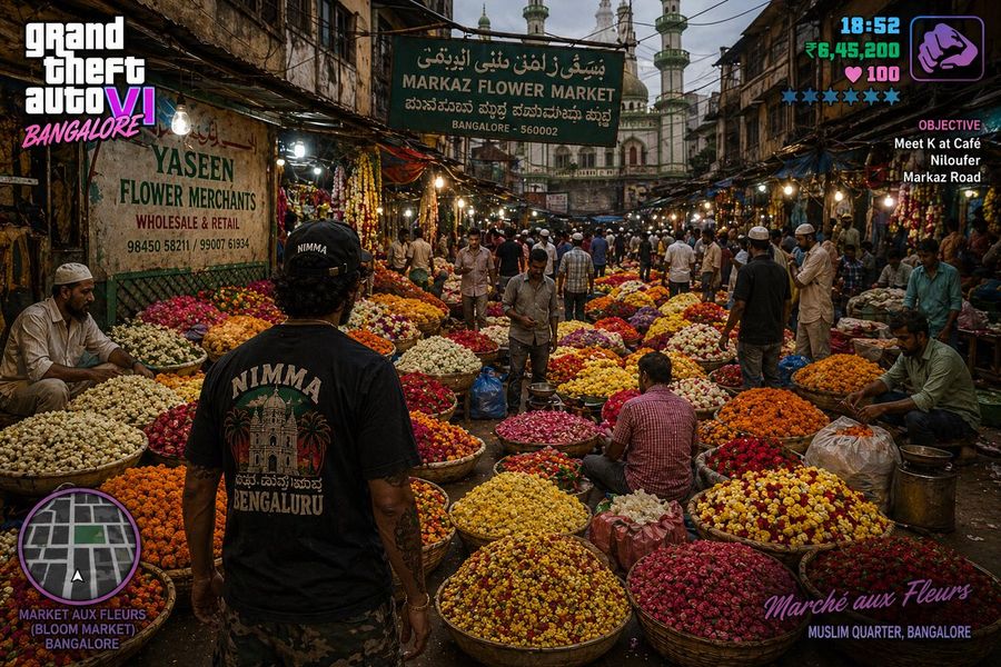 Gta 6 In Bangalore Flower Market — GPT Image 2 image prompt example