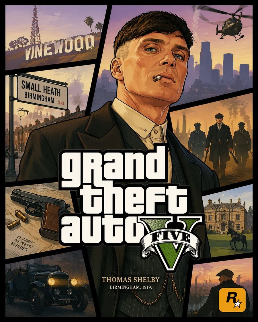 Gta V Style Crossover Cover Art — GPT Image 2 image prompt example
