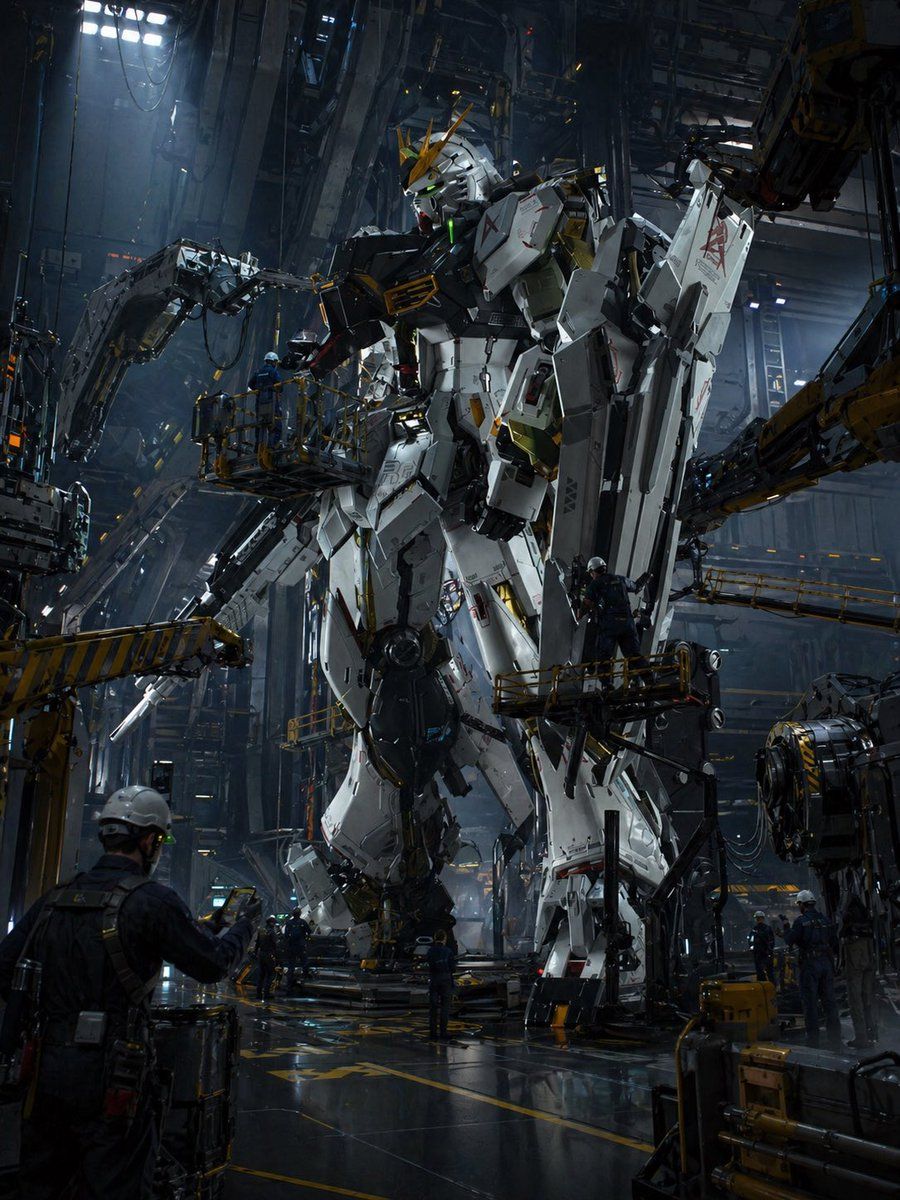 Gundam Maintenance Scene Transformation — GPT Image 2 image prompt example