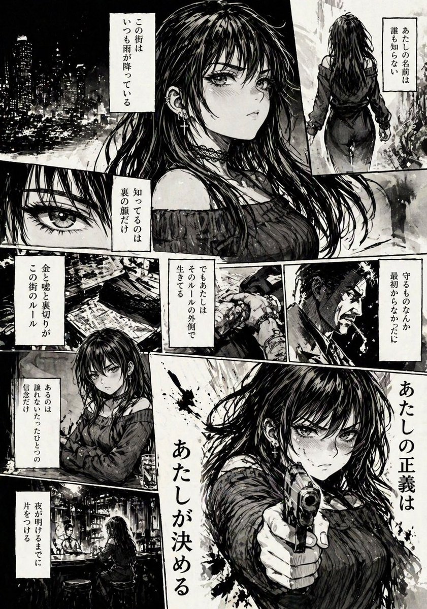 Hard Boiled Noir Manga Woman Page — GPT Image 2 image prompt example