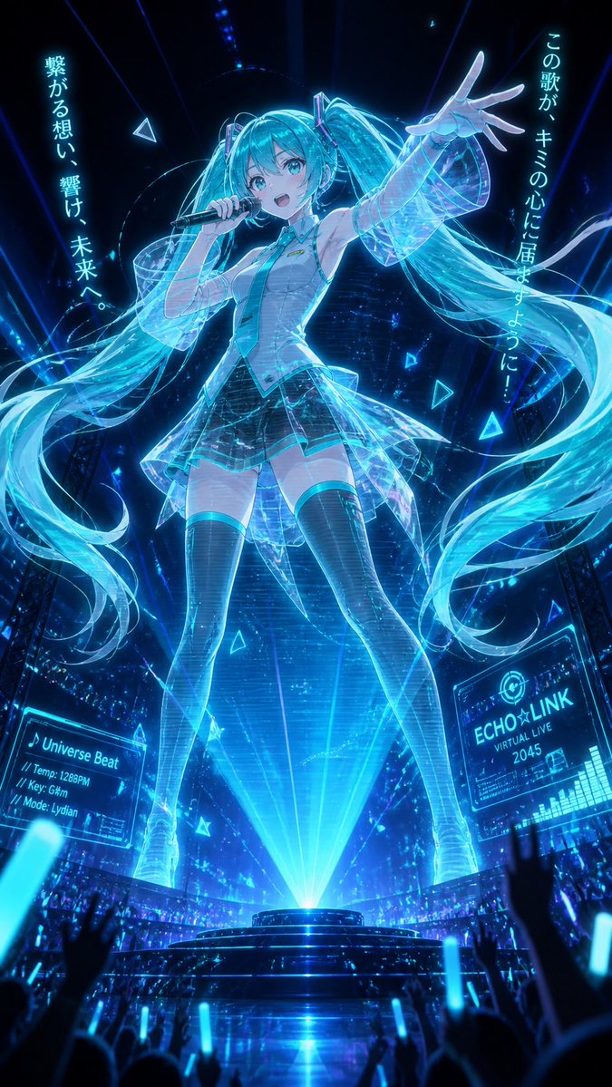 Hatsune Miku Hologram Concert — GPT Image 2 image prompt example