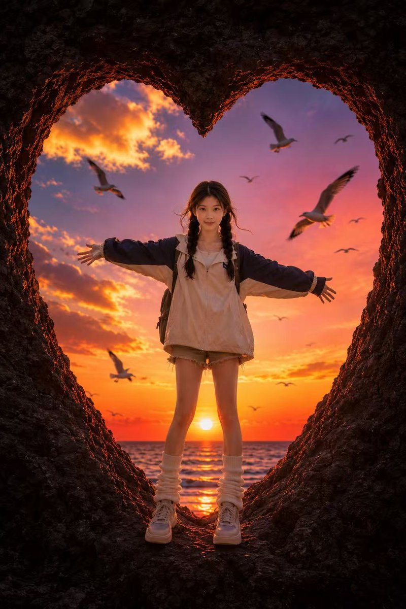 Heart Sunset Cave Portrait — GPT Image 2 image prompt example