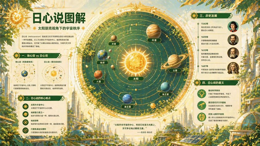 Heliocentric Theory Infographic Poster — GPT Image 2 image prompt example