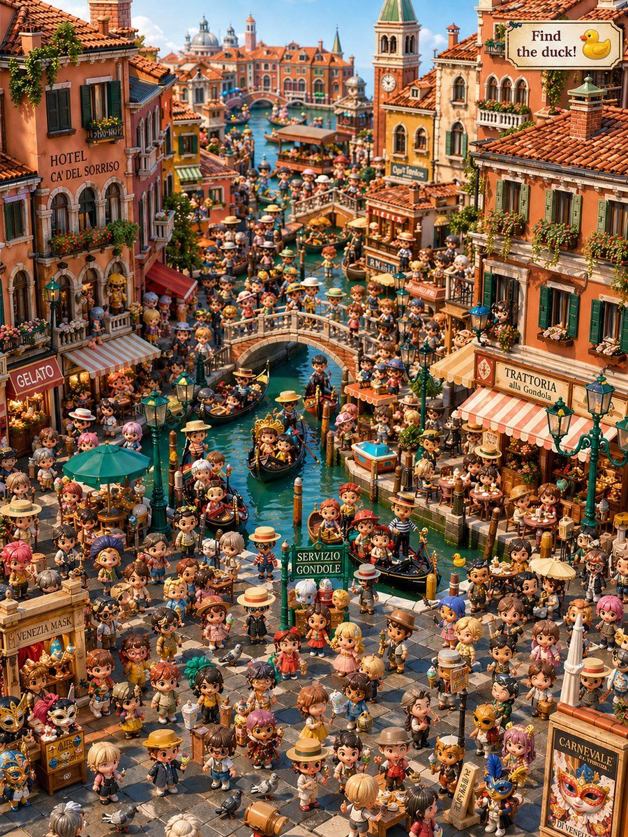 Hidden Duck In Chibi Venice by @mirai_ai2050 — GPT Image 2 image prompt example