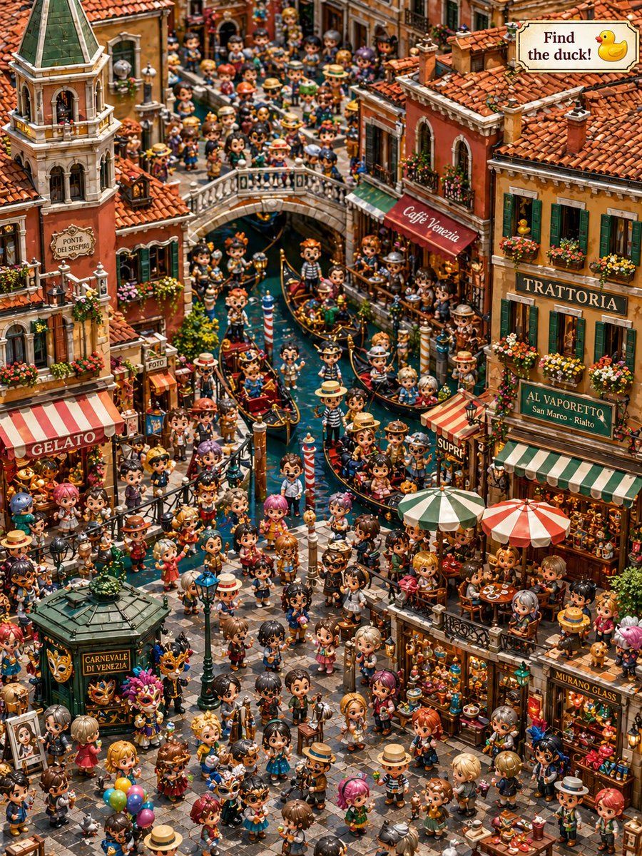 Hidden Duck In Chibi Venice — GPT Image 2 image prompt example