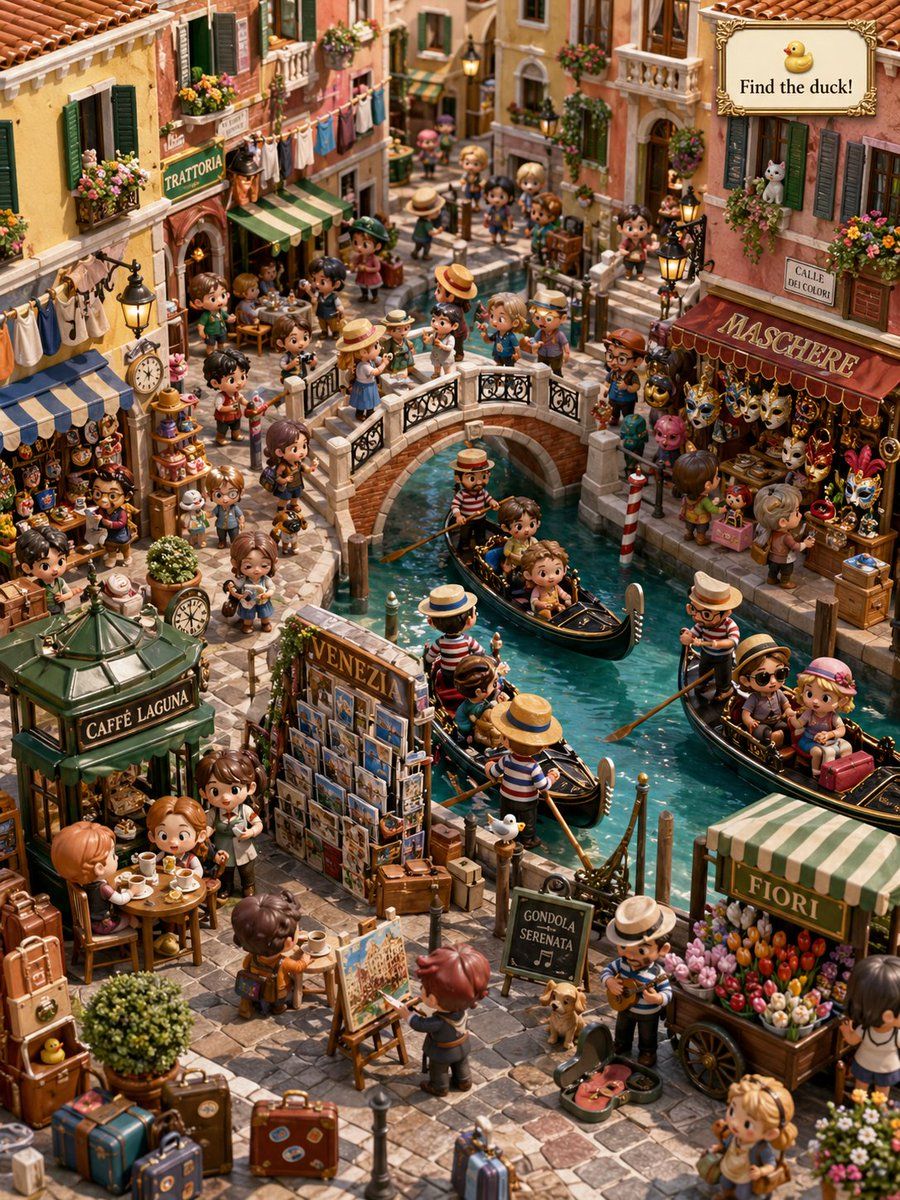 Hidden Duck In Miniature Venice — GPT Image 2 image prompt example
