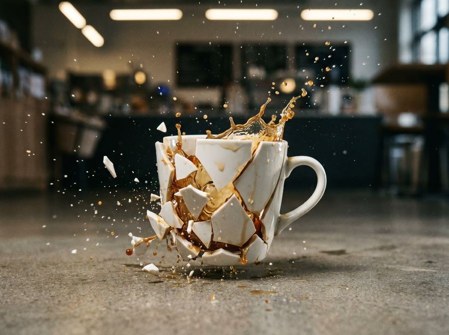 High Speed Shattering Coffee Mug — GPT Image 2 image prompt example