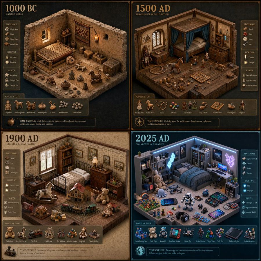 Historical Bedroom Isometric Map — GPT Image 2 image prompt example