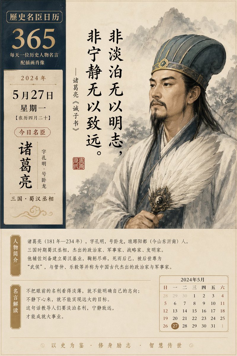 Historical Figure Daily Calendar — GPT Image 2 image prompt example