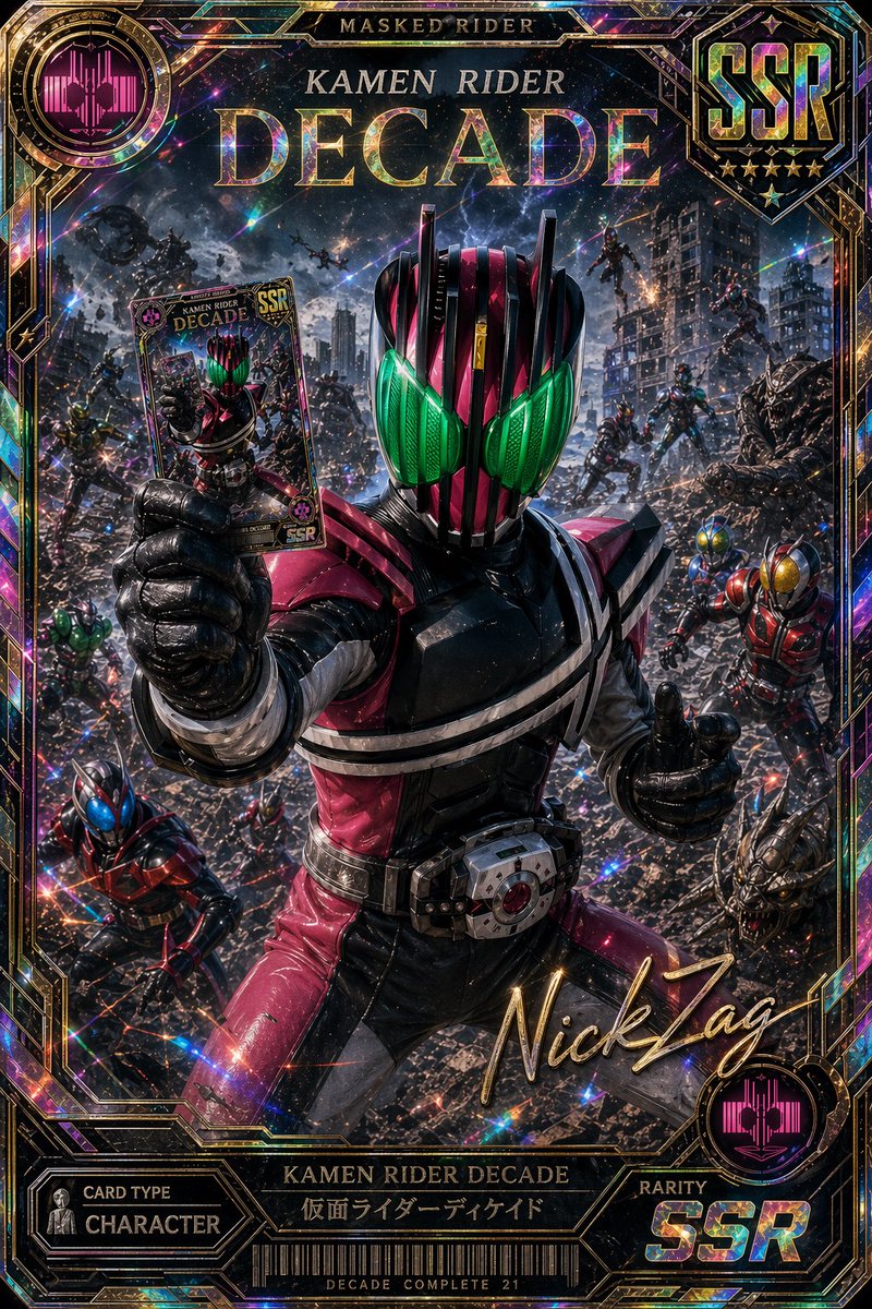 Holographic Kamen Rider Decade Ssr Card — GPT Image 2 image prompt example