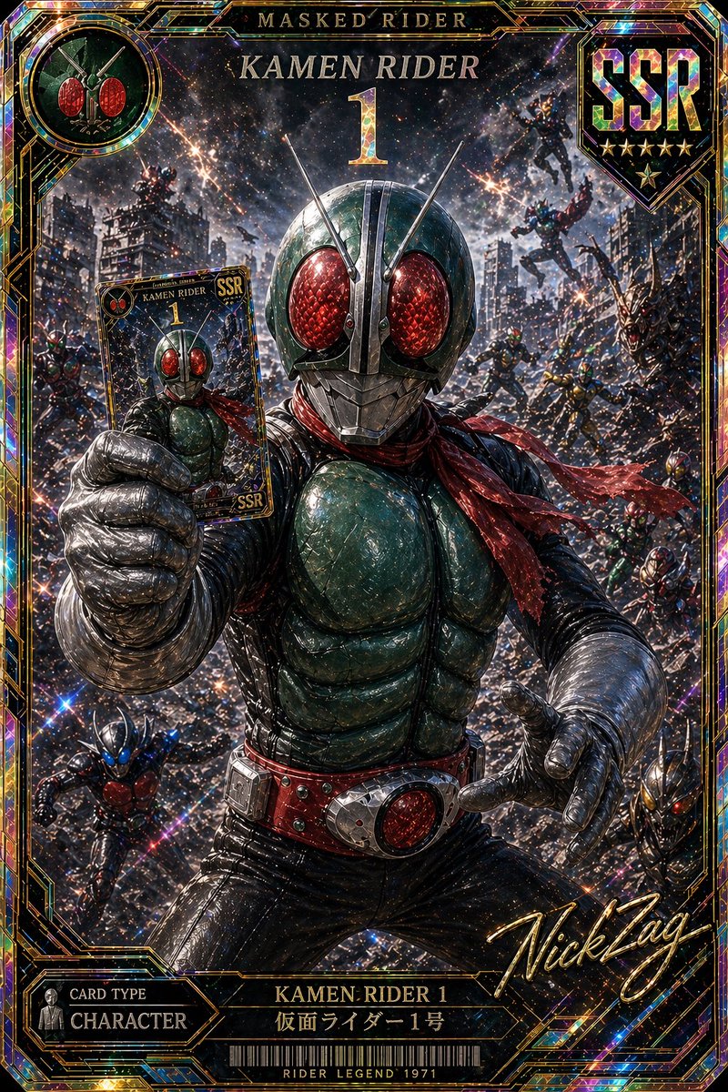 Holographic Kamen Rider Ssr Card — GPT Image 2 image prompt example