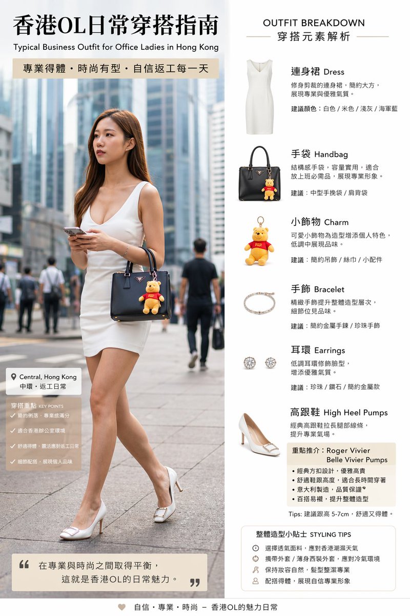 Hong Kong Office Lady Outfit Infographic — GPT Image 2 image prompt example